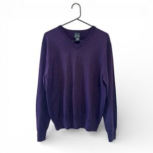 Vintage Y2K Era Jos. A. Bank Men's Rich Purple V-Neck Sweater Size Small